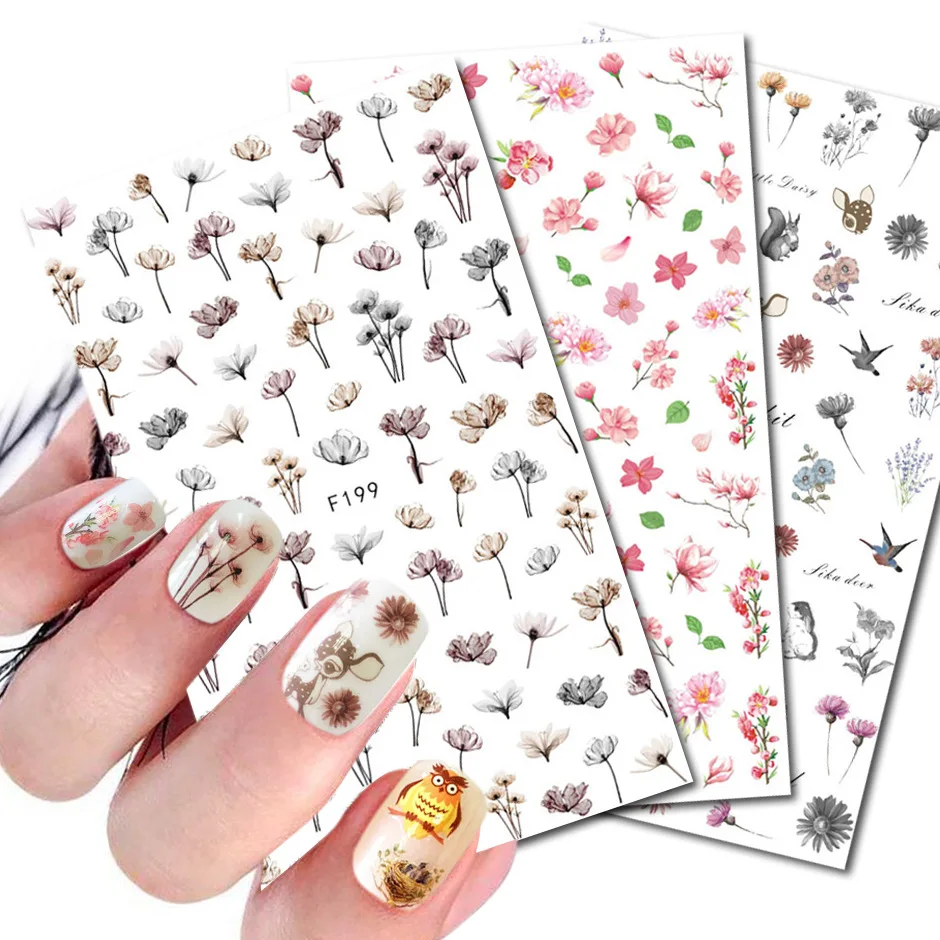3D-Dandelion-Peach-Blossom-Maple-Leaf-Nail-Sticker-Nail-Art-Decoration ...