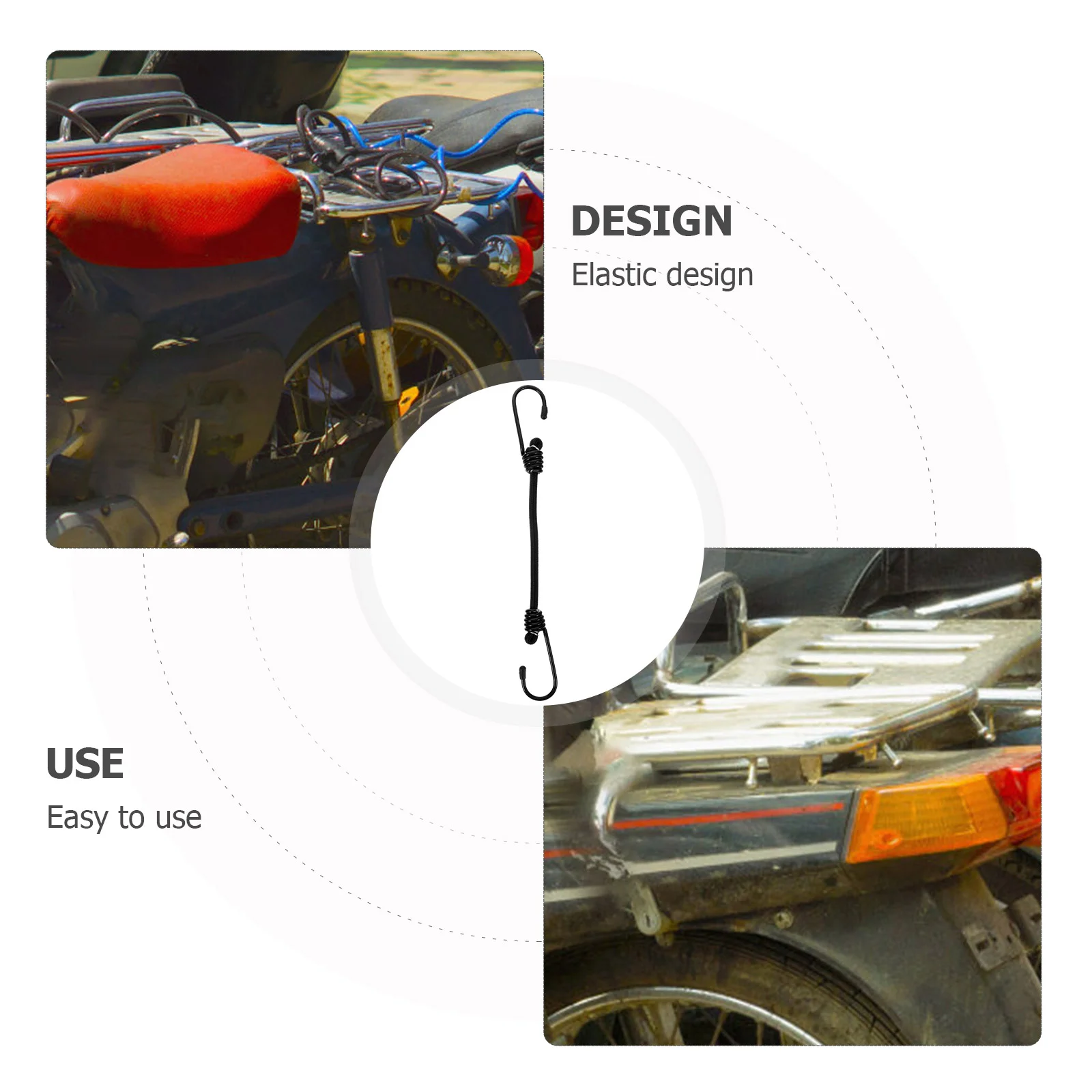 4 Pcs Elastic Bungee Cords Cargo Fixing Straps Tension Belts Bike Luggage Ropes Durable Rubber Hooks Securing Bands Motorcycle cargo straps cargo tie down strap tie down straps lashing strap bungee straps