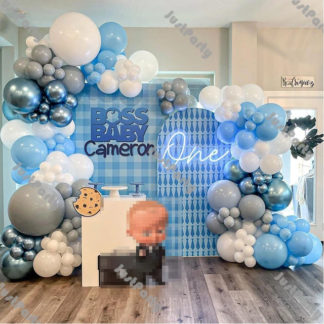 Baby Shower Decorations Boy | 129 Piece Kit with Birthday Balloons | Blue  Balloon Arch| Navy Blue Balloons| Baby Blue Balloons| Blue Balloon Garland  