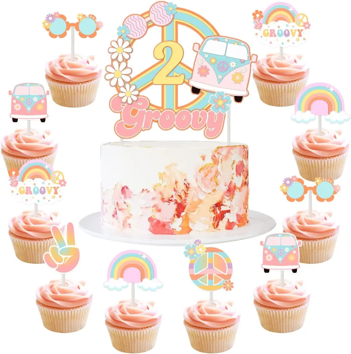 JOYMEMO Cupcake-Topper BBQ Gender Reveal, 36 Stück – Rosa/blau, Doppelseitig Für Baby-Party