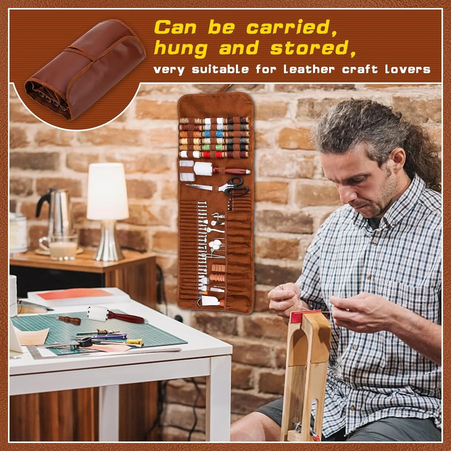 Leather Working Kit Leather Craft Tools Storage Bag Craft Making Tooling Kit for Beginners
