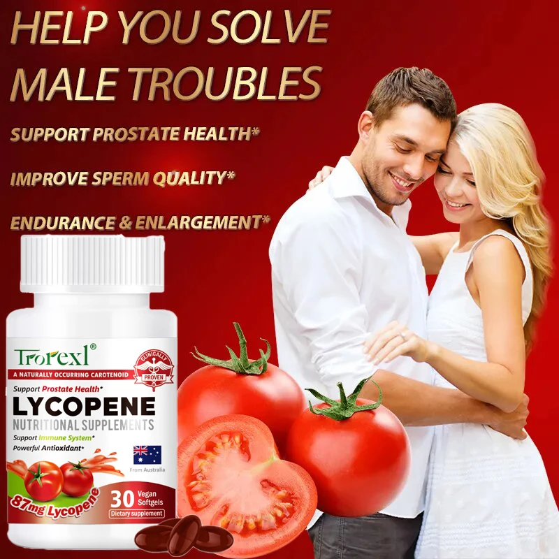 Lycopene Capsules All Natural Prostate Health Supplements for Men Promotes Heart Heath Enhance Immunity System Support Prostate