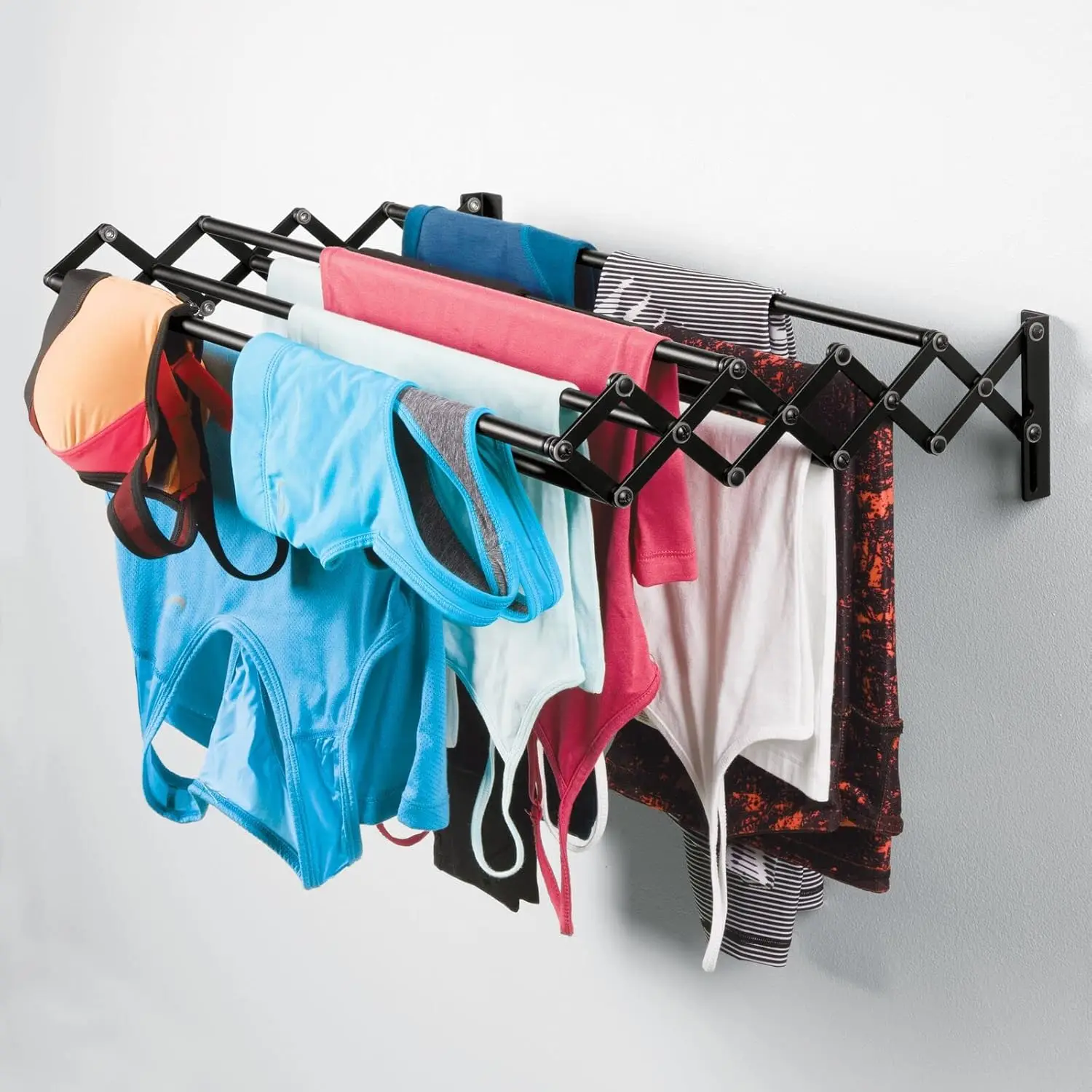 8 Bars for Hanging Garments - Mounted Organizer for Laundry/Utility Room, Bathroom, Garage, Bardo Collection, Black 2