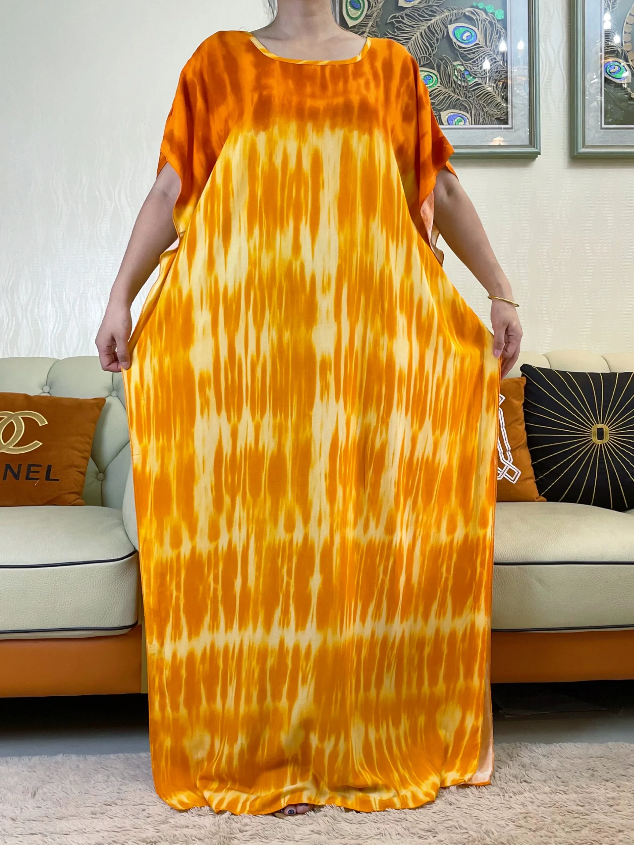 Muslim Batik Cotton Fabric Dresse with Big Scarf For Women 2023 Summer Short  Sleeve Femme Robe African  Traditional Abayas