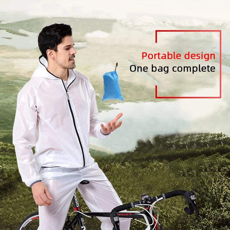 Men's Waterproof Raincoat for Cycling Hiking Climbing Reflective Safety Bicycle Clothing Jersey Mtb Bike Jacket Top Pants Only