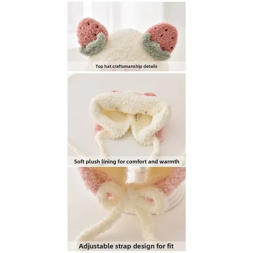 Cartoon Cold-proof Autumn Winter Hats Thickened Cute Fruit Warmer Warm Bonnet Warm Newborn Cap Baby Children Kids