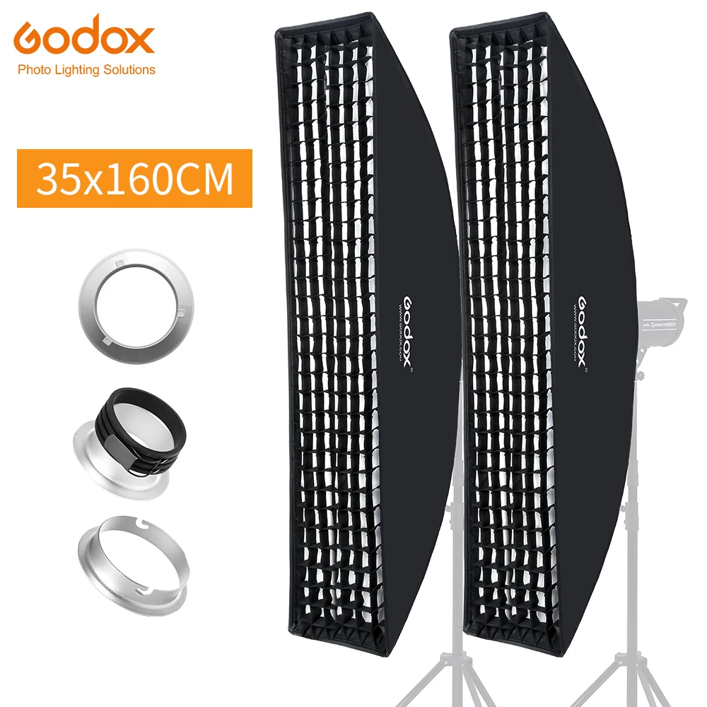 Godox-rejilla de panal Rectangular portátil, softbox para Bowens Profoto para Flash estudio, 35x160cm 14 "x 63", 2 piezas - AliExpress Productos electrónicos