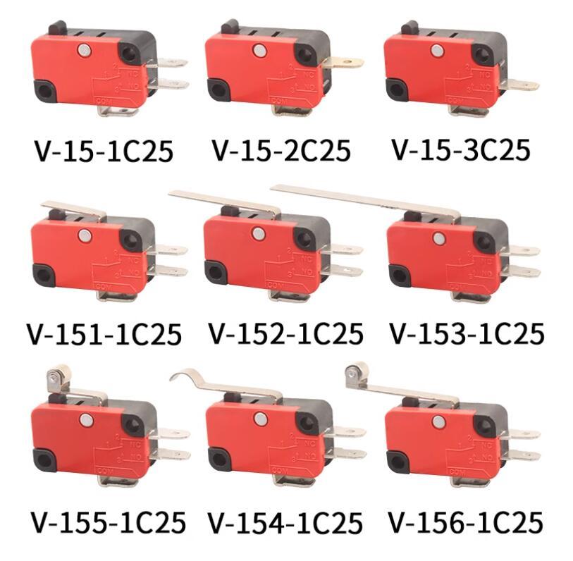 10pcs travel switch micro switch self-resetting V-15-1C25 V-151-1C25 V-152-1C25 V-153-1C25 V-154-1C25 V-155-1C25 V-156-1C25