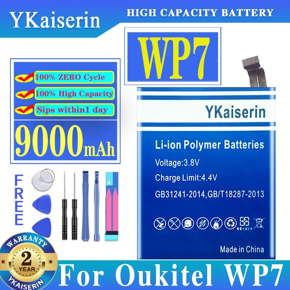 

New YKaiserin for Oukitel WP7 Battery 9000MAh Replacement 6.3 Inch Mobile Phone Batteria + Track Code