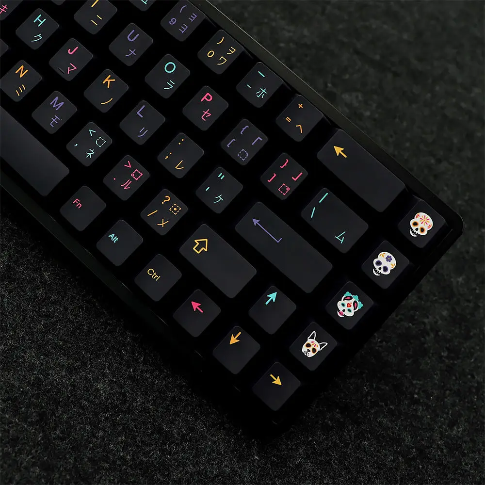 

Japanese Black Underground World Game Keycap Skull PBT Cherry Sublimation For Logitech/61/64/68/75/96/108 Keyboard Keycaps