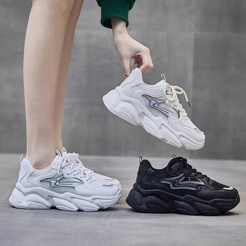 

Platform White Shoes Women Thick-Soled Height Increasing Causal Shoes Women Running Sneakers Ladies Daddy Shoes Vulcanize Shoes
