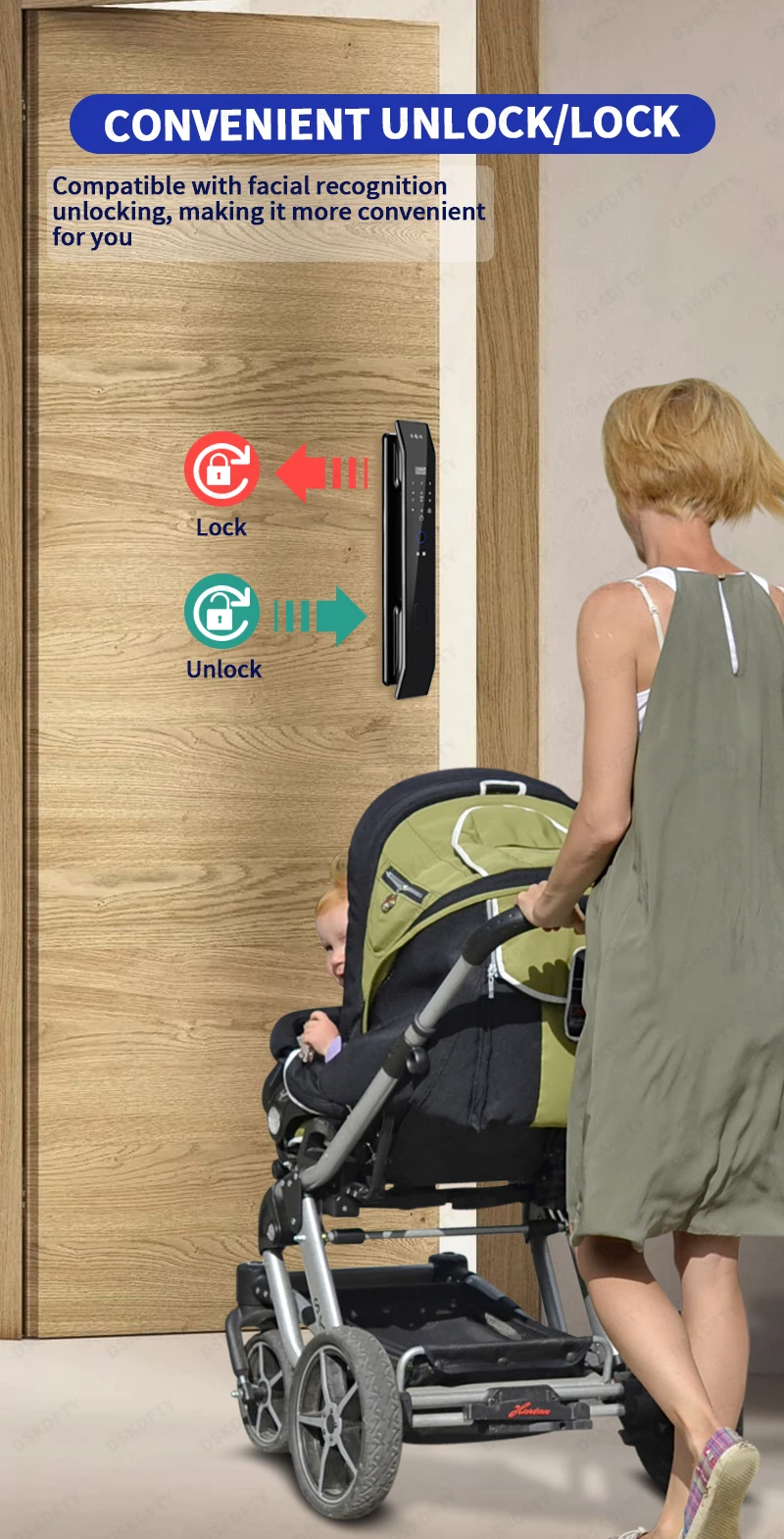 Tuya 3D Face Real-time Intercom Digital Electronic Door Lock Security Camera Intelligent Fingerprint smart lock for home