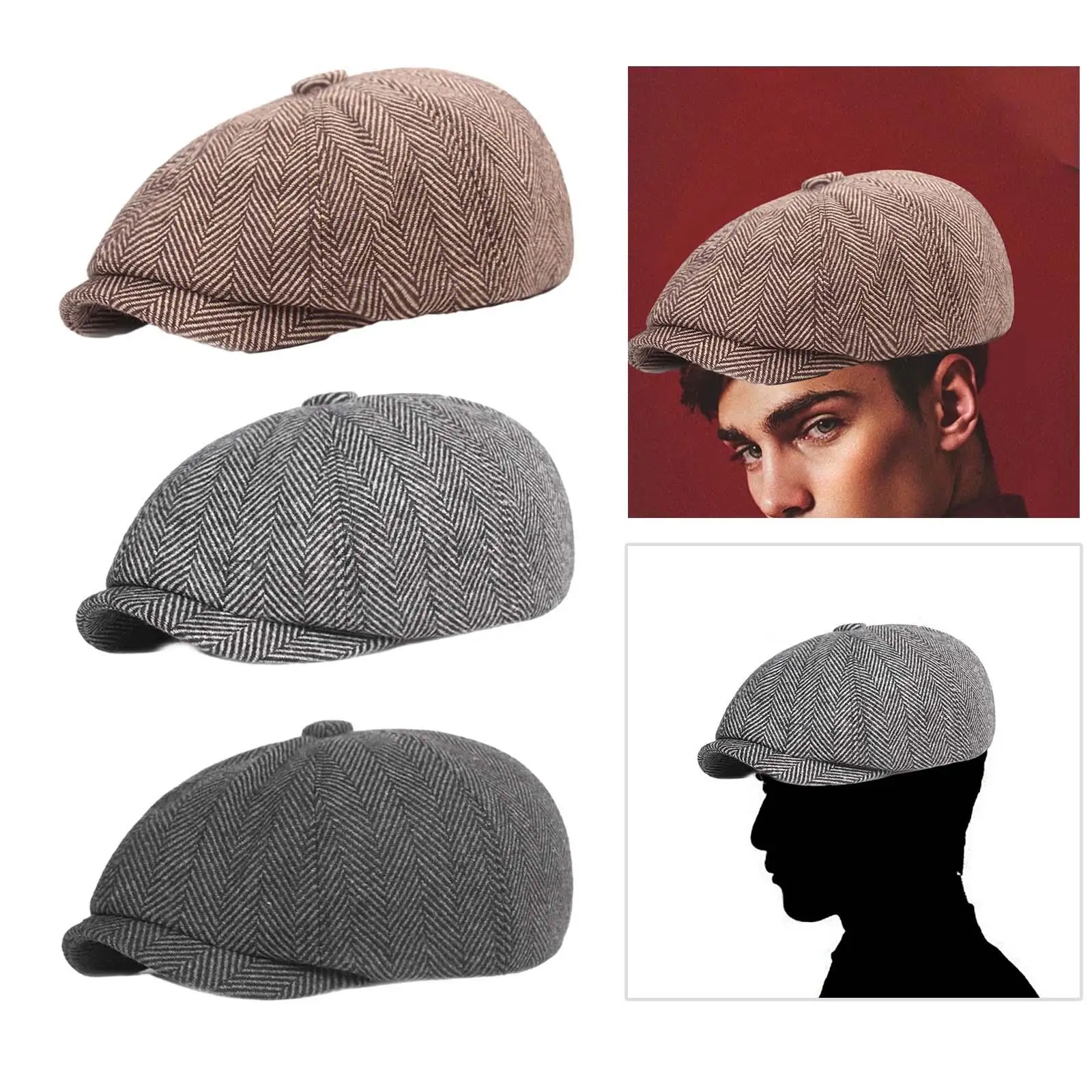 Beret Hat Classic Birthday Gift Newsboy Cap Baker Boy Hat Flat Caps for Men Flap Cabbie Hat for Hiking Camping Driving Traveling