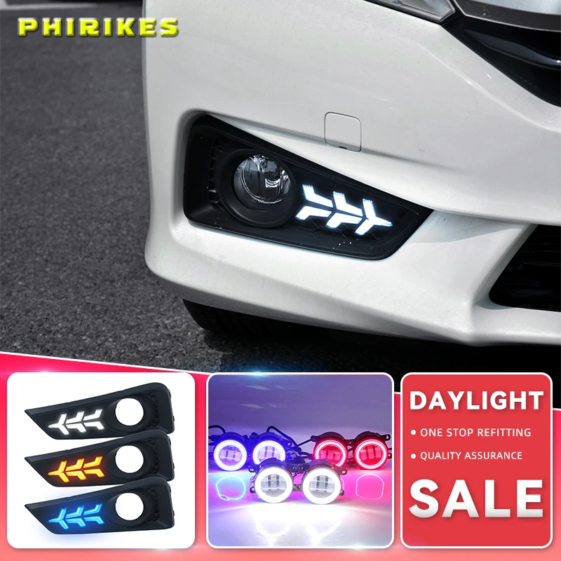

Дневные ходовые огни для Honda City 2015 2016 2017, 2 шт., 12 В, желтого цвета