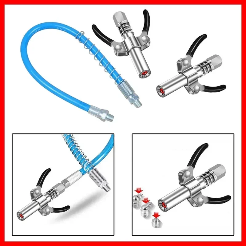 ปืนจาระบี Coupler 10000 PSI NPTI/8 หัวฉีดจาระบีแรงดันสูงปั๊มน้ํามันรถเข็มฉีดยาน้ํามันหล่อลื่นเคล็ดลับอุปกรณ์ซ่อมน้ํามันหล่อลื่น 1