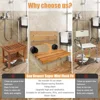Teak Wood Wall Mounted Foldable Shower Bench Small Space Comfortable & Sturdy Ideal Shower Room Hospital Living Room Non-Slip & 2