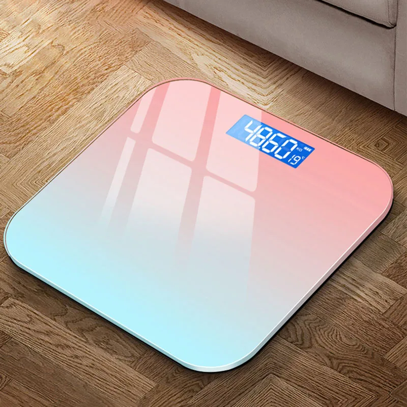Gradient Color Digital With Measuring Tape Headband LCD Display Smart USB Charging Bathroom Weight Loss Scale_voghion.com