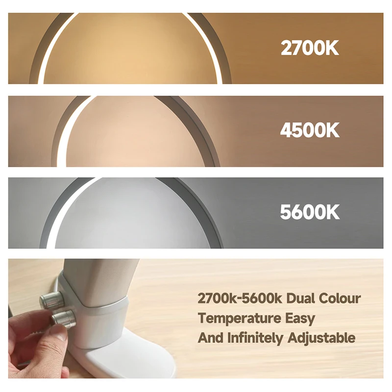 Nail Desk Lamp Photography Lighting LED Table Lamp Stepless Dimming Half Moon Light for Lash Extensions Eyebrows & Estheticians 4