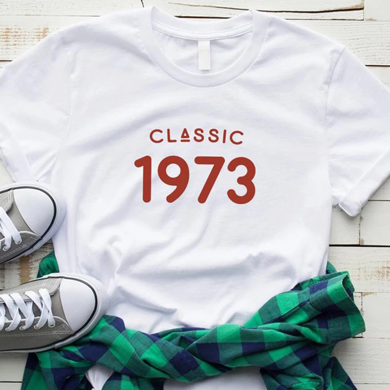 

Vintage 1973 T-Shirt Women 51 Years Old 51st Birthday Gift Girls Mom Wife Daughter Party Top Tshirt Cotton Streetwear Tee Shirt