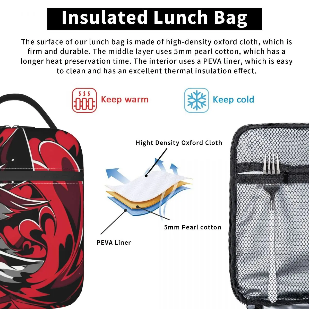 Insulated Lunch Bags H-Helluvas Boss Stolas Accessories Anime Cartoon Food Box New Cooler Thermal Bento Box For School