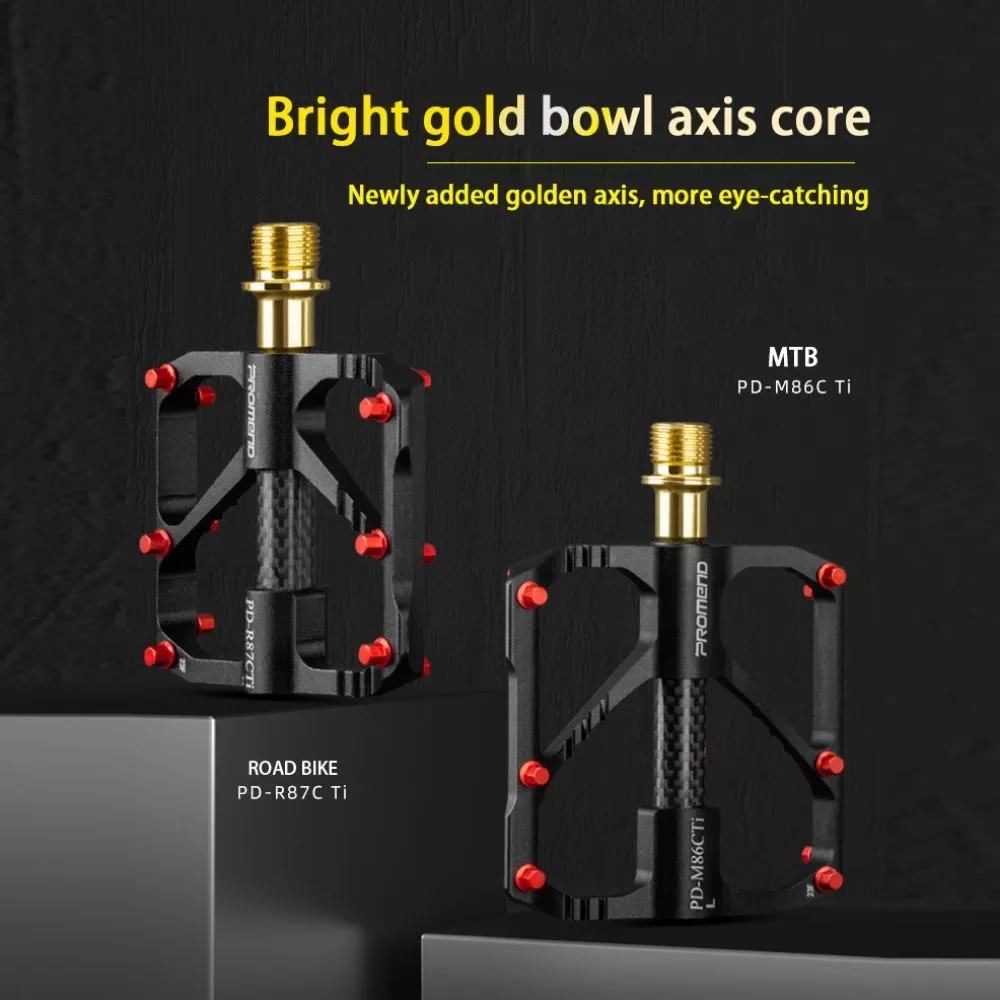 

PROMEND Carbon Fiber Axis Bike Pedal Titanium Shaft 3 Sealed Bearing Pedals Road Bicycle MTB Wide Platform Pedals Accessories