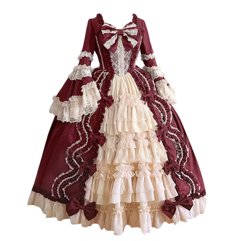 Vintage Medieval Court Dress With Floral Embroidery