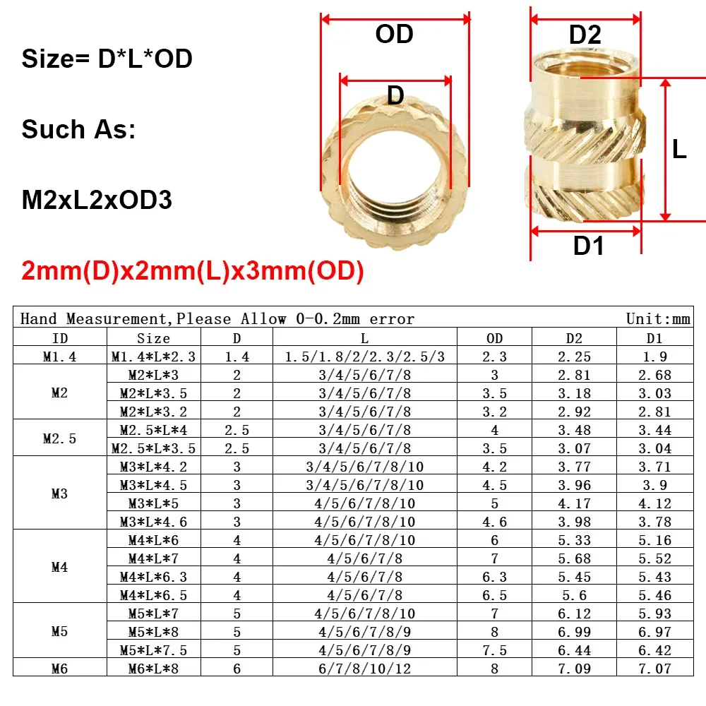 Brass Heat Insert Nut 100Pcs for 3d Printing Plastic Case