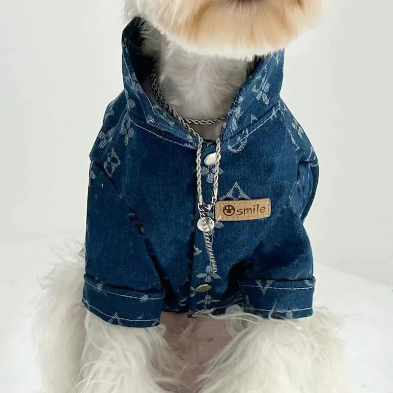 

Pet Denim Shirt Teddy Bichon Pomeranian Wearable Dog Clothes Spring and Autumn Pet Clothing for Small and Medium-sized Dogs Link
