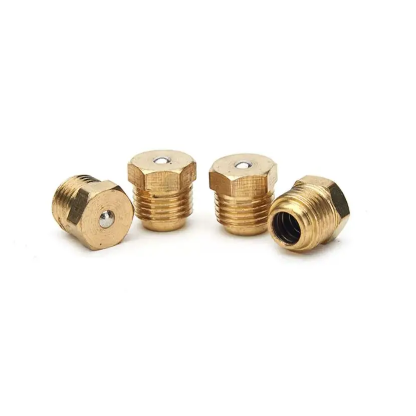 Grease Oil Cup Brass Press Ball Male Thread Push Button Flat Funnel Head Spring Nozzle Gas Engine Motor Repair Replacement Part