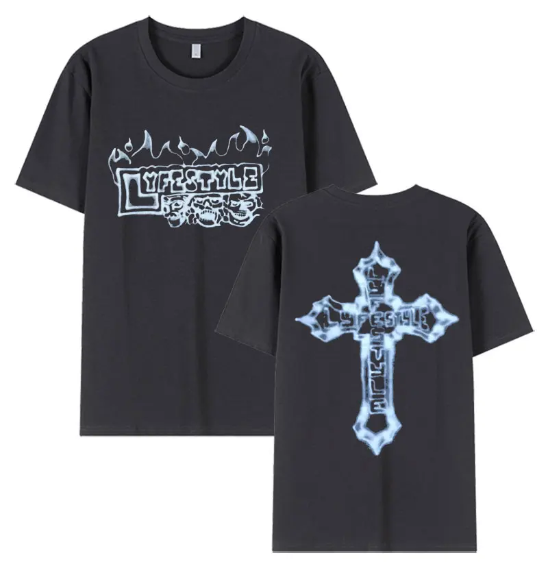 Camiseta, Garabatos, Clásica, Cuello Redondo, Media Manga, Túnel En El