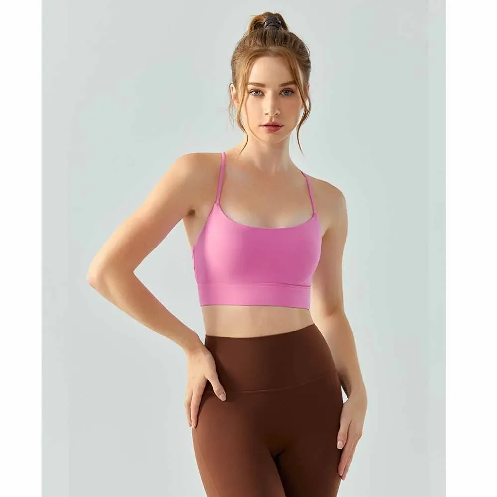 

Nude Yoga Vest Female Semi-fixed Coaster U-shaped Sports Bra Solid Color Sexy Suspenders Beauty Back Fitness Underwear