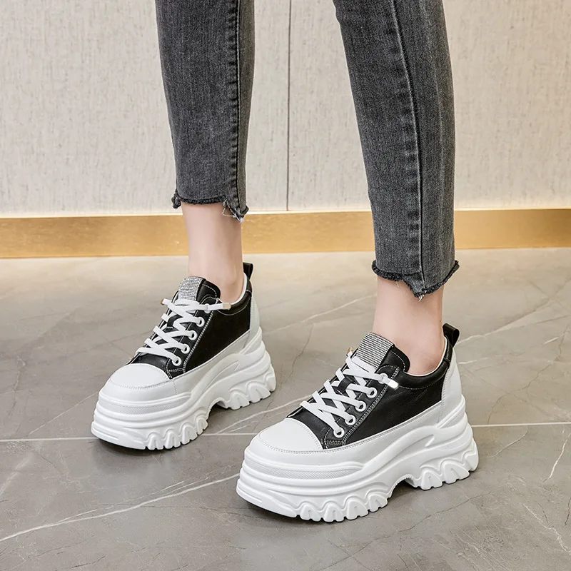 que shoes plane Lサイズ Fujin 7cm Air Mesh Genuine Leather White Sneakers Platform