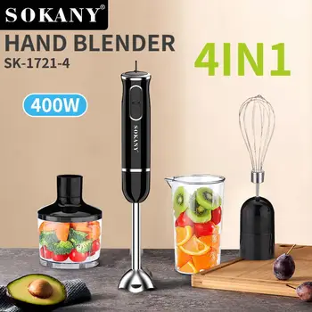SOKANY 1721-4 Miscelatore portatile multifunzione 4 in 1 Bastone da cucina Tritacarne Spremiagrumi per uova Smerigliatrice per frutta Utensile da cucina 1