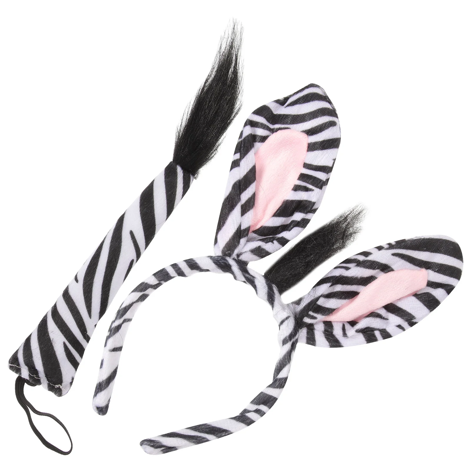 

1 Set Funny Festival Party Hairy Zebra Hair Accessory Set Animal Hairwear Tail Performance Masquerade Party Supplies