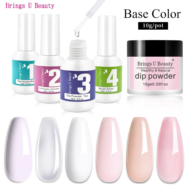 10g/Box Base Colors French Nail Design Dipping Powder Clear White No Lamp Cure Nails Dip Powder Nail Gel Natural Dry nail powder nail powder set