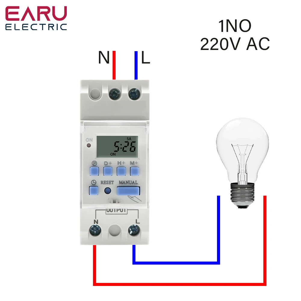 CAMWAY Temporizador 12v Programador Amanecer Anochecer de Led de 16A  Programas Programable Digital para Enchufe Eléctrico Interruptor  Programable Control Digital Inteligente : : Bricolaje y  herramientas