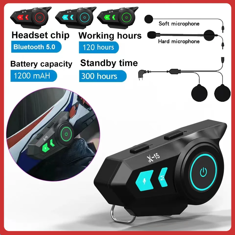 

One Machine 5 colors 2 Microphone Helmet Headset Bluetooth 5.0 Motorcycle Headphone Wireless Earphone Auto Answering Handsfree