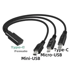Universal 3 - in - 1 USB - C Splitter & Extension Cable - Multi - Device Charging Cord (C to 3in1 - 30cm)