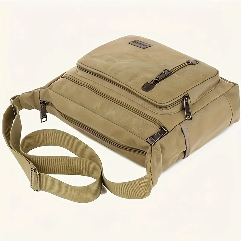 Vintage Messenger Bag with adjustable strap & multi-compartments. Ideal for travel, hiking & daily use. Black, Olive Green,Brown