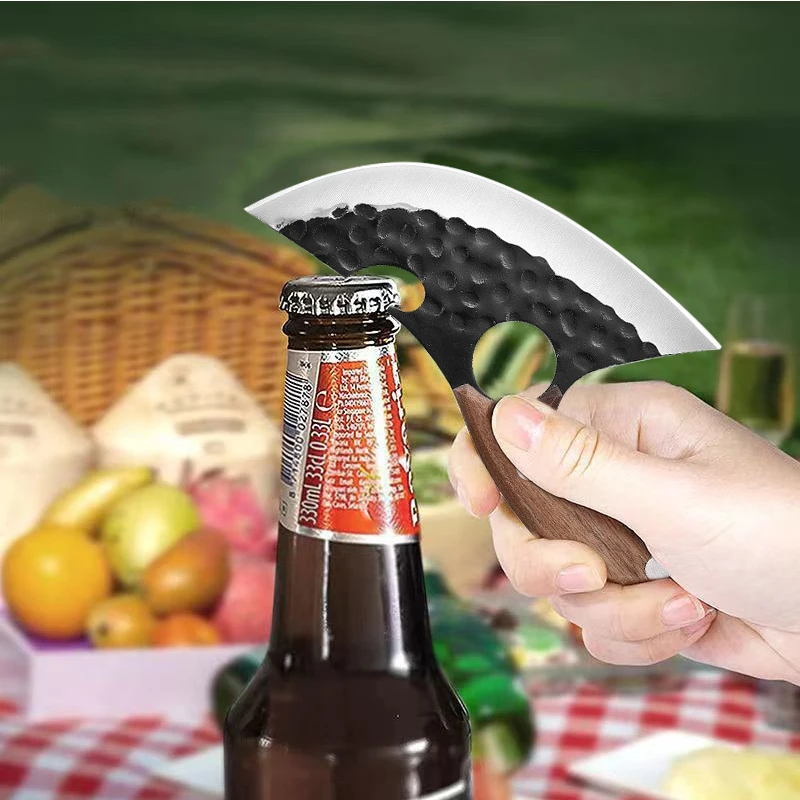 Multifunctional Meat Cutting Knife Stainless Steel Curved Knife Bottle Open Portable Cleaver Chef Slaughtering BBQ Tool kitchen knife,meat cleaver
