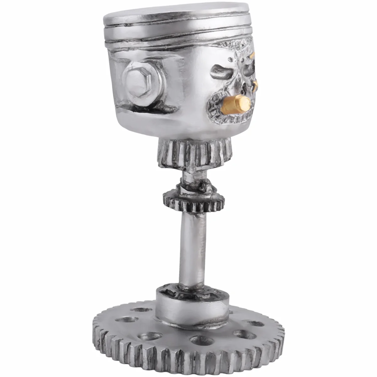 

Carving Piston Skull Face Sculpture Resin Art Figurine Creatives Handmade Head Statue Artwork Home Decorations,14x6x8cm