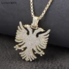 VANAXIN Iced Out Albanian Eagle Pendant  Hip Hop Necklace for Men 14k Gold Color CZ Zircon Folk  National Style Jewelry Gift 1