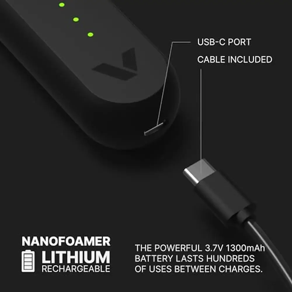 Nanofoamer Lithium Performance Milk Frother USB-C Rechargeable Waterproof Dual-Speed Steel Premium Microfoamed Milk Black 3