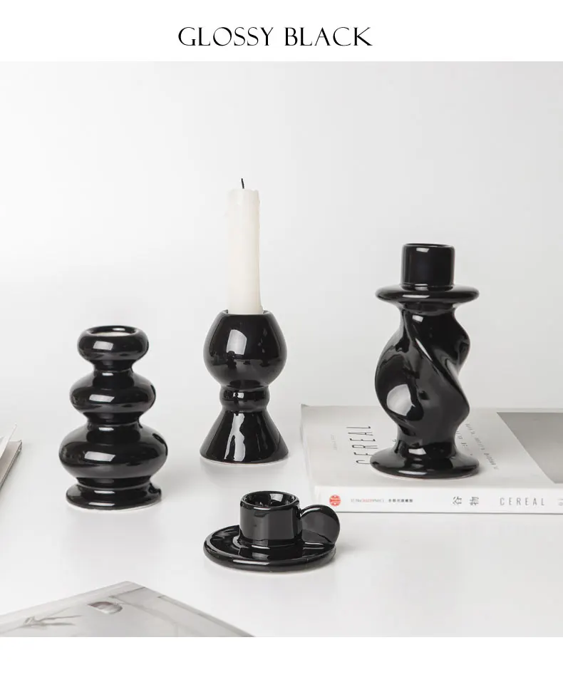 Ceramic Rustic Candlestick Holder Set