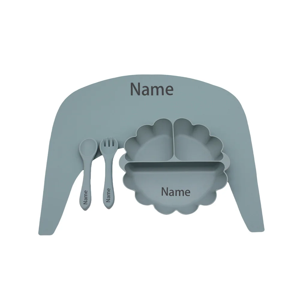 Free Name Printing Children's Tableware 4PCS Silicone Material More Thoughtful and Unique Personalized Gifts for Boys and Girls
