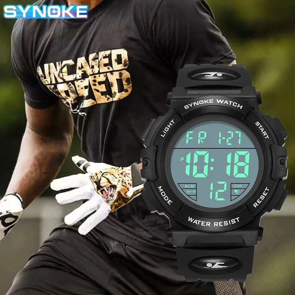 SYNOKE Outdoor Sport Watch 50M Waterproof Digital Men Fashion MultiFunction Waterproof Digital Watch Men 3