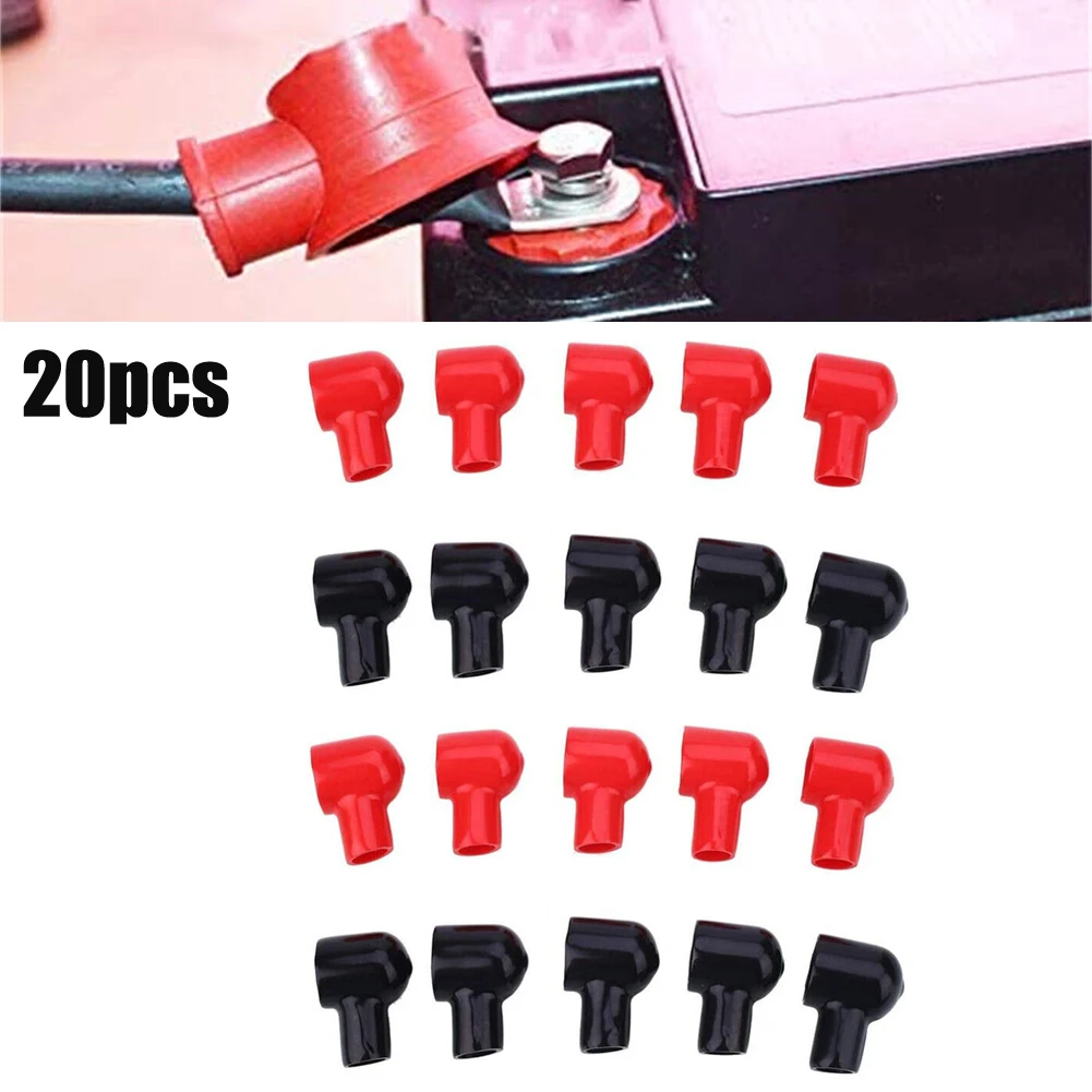 20pcs Car Battery Negative Positive Terminal Covers Cap Boat Insulating Protector Battery Insulating Covers Car Accessories