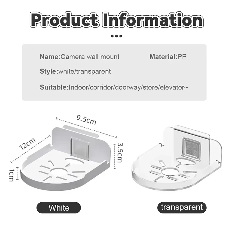1/2Pcs Self Adhesive Security Camera Wall Mounting Bracket Punch-Free Acrylic Surveillance Camera Holder Shelf for Baby Monitors 6
