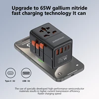 Universal Travel Adapter with 4 AC Outlets Max 2400W 2 USB Port 2 Type-C PD 65W Ports All-in-One Fast Charging EU UK US AUS Plug - Image 5