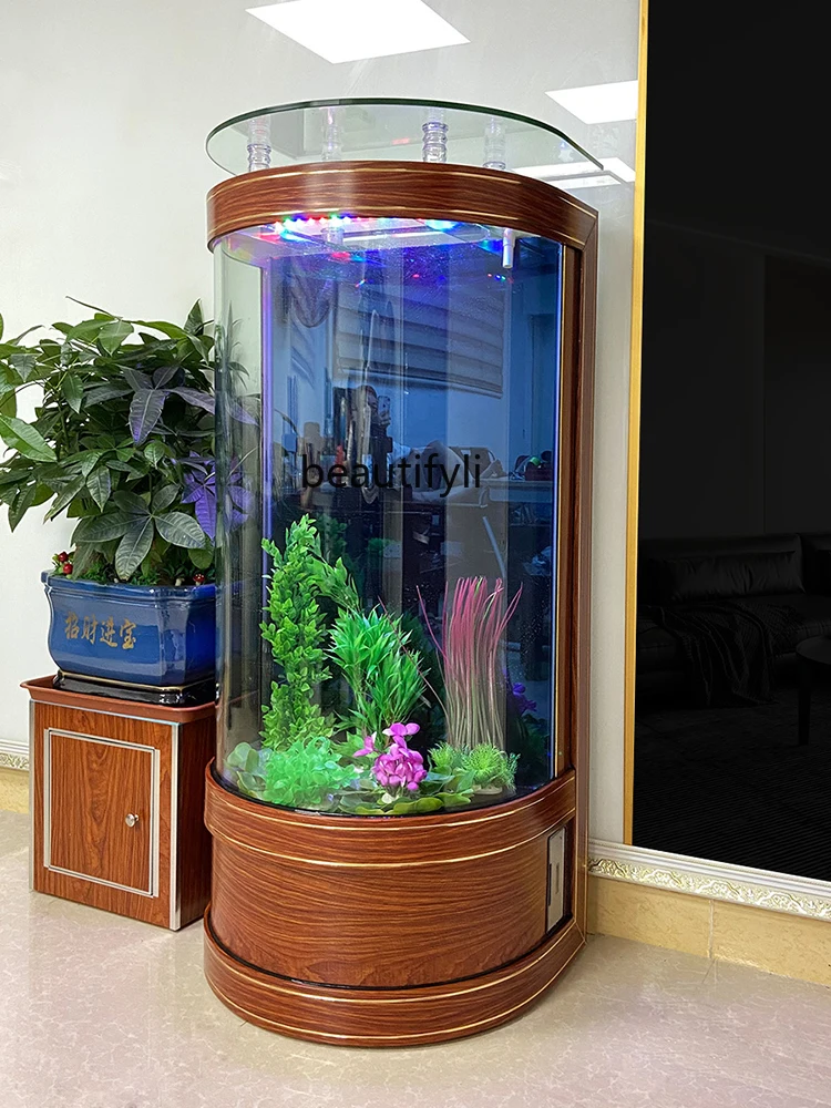 Acquario Semi-cilindrico soggiorno grande acquario mobile TV casa pavimento  integrato - AliExpress